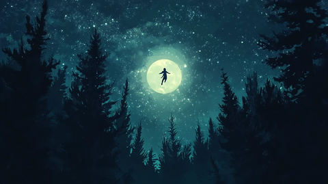 月色下的杉树