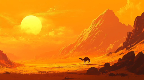 荒野黄昏插画