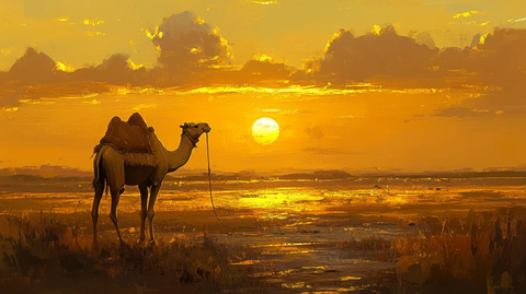夕阳下的骆驼