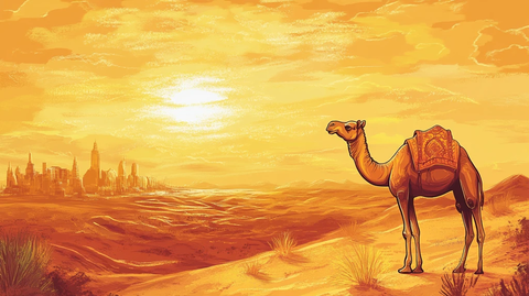 阿拉善插画宣传背景