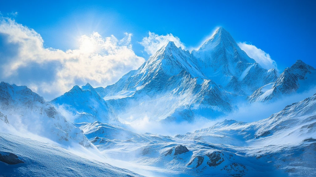 蓝天白云雪山桌面壁纸