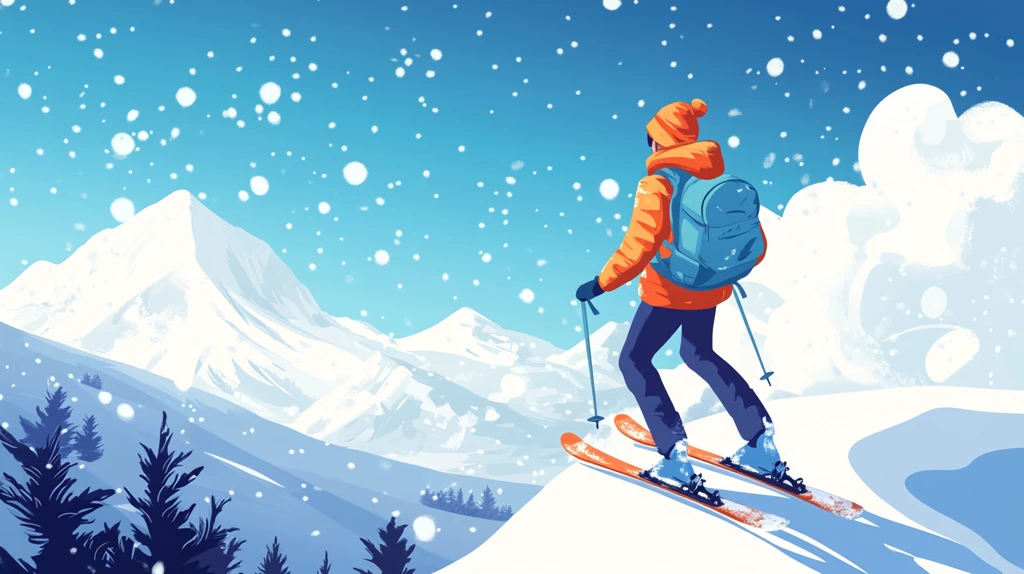 滑雪运动户外出插画