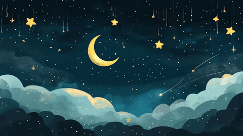 夜晚手绘插画背景