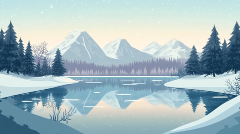 冬日山川风景插画