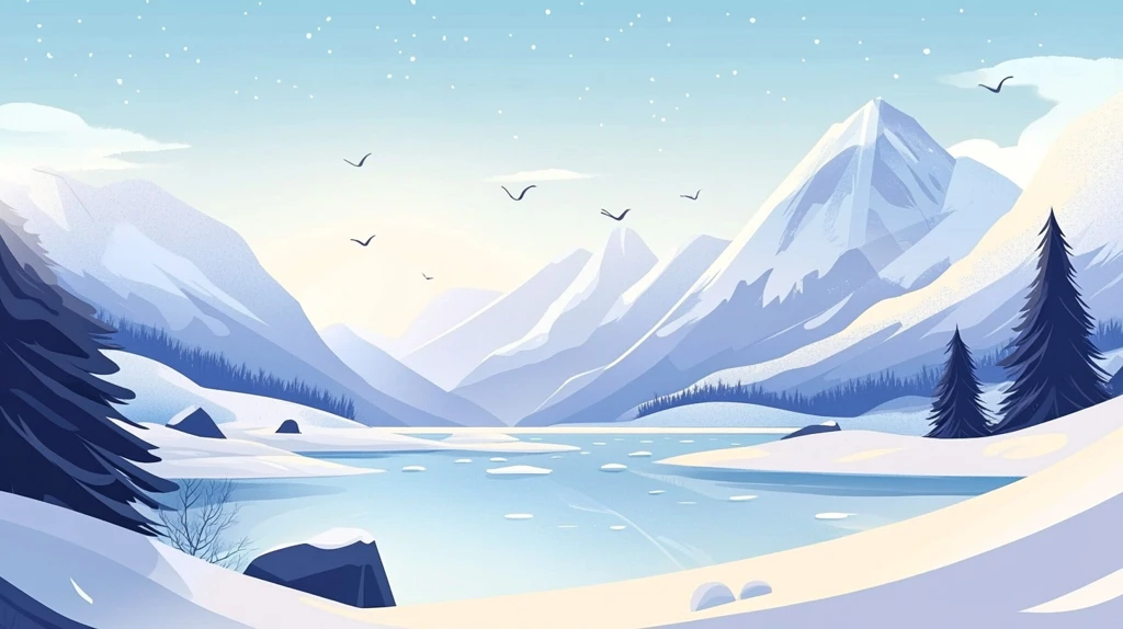 冬日山川风景插画