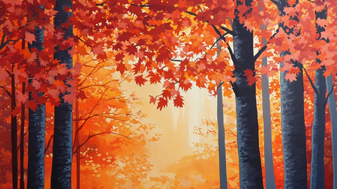 手绘枫叶林