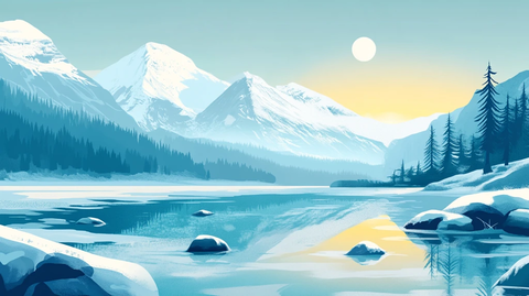 冬日山川风景插画