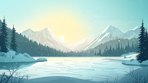 冬日山川风景插画