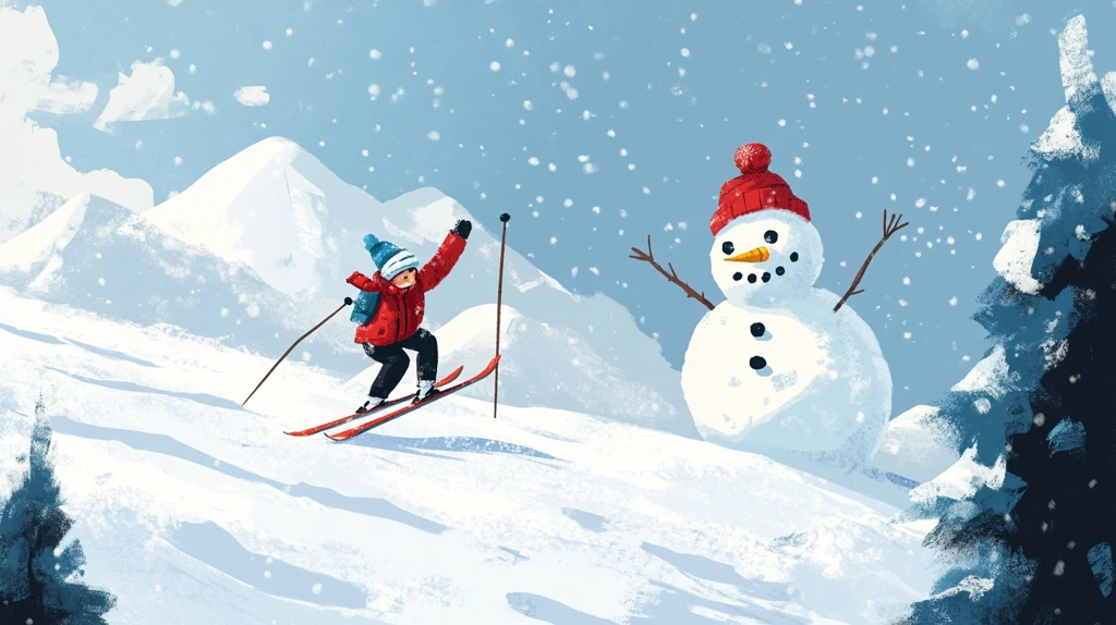 滑雪运动户外出插画