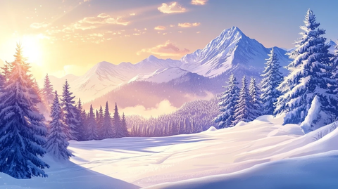 冬日山川风景插画