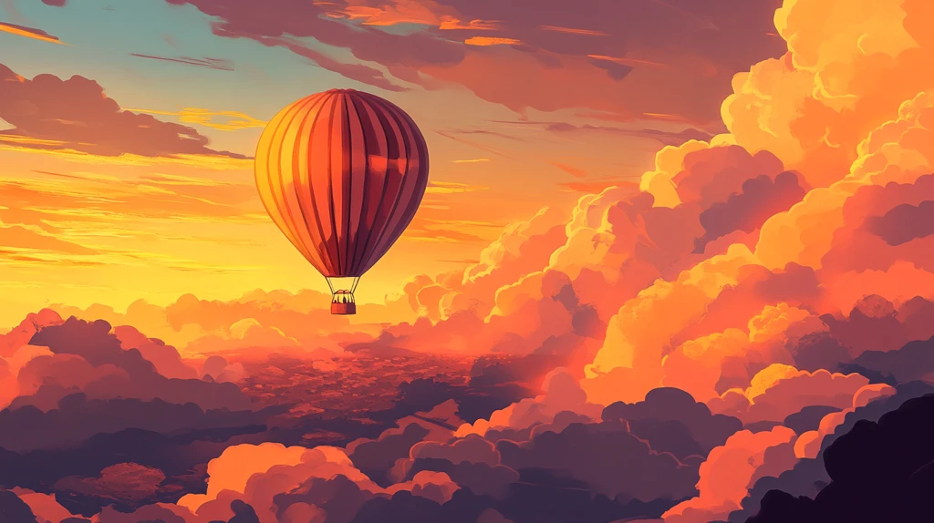 热气球插画场景