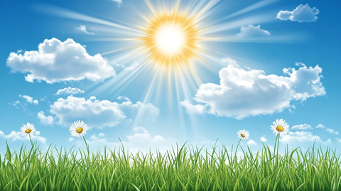 阳光晴朗风景插画