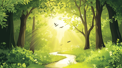 春天森林插画