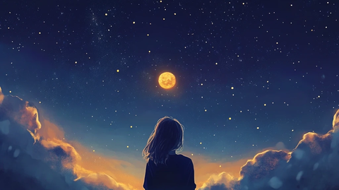 月光插画月光下