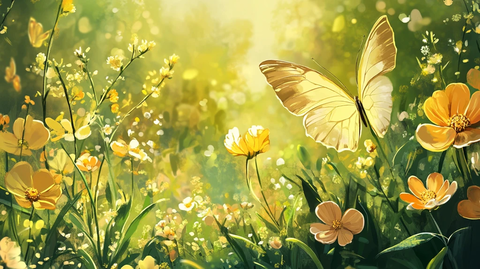 花丛中蝴蝶素材