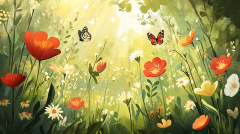 花丛与蝴蝶