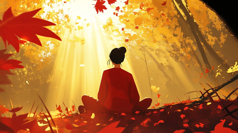 禅境秋夜极品意境插画