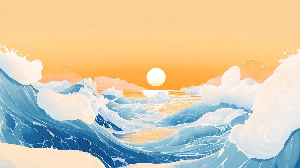 古风海浪包装插画