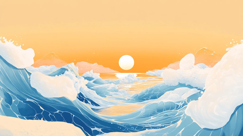 古风海浪包装插画