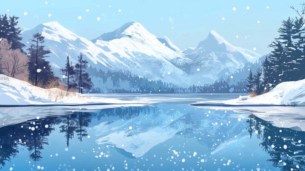 冬日山川风景插画