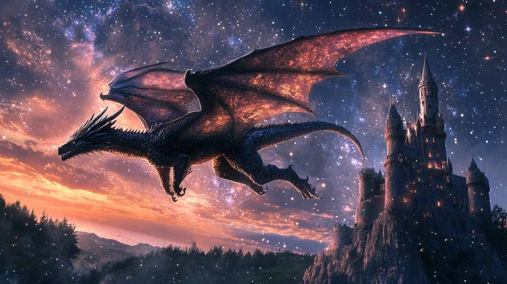 龙与魔法城堡夜空