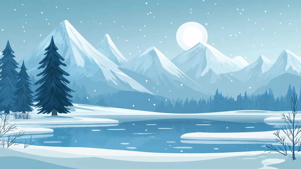 冬日山川风景插画