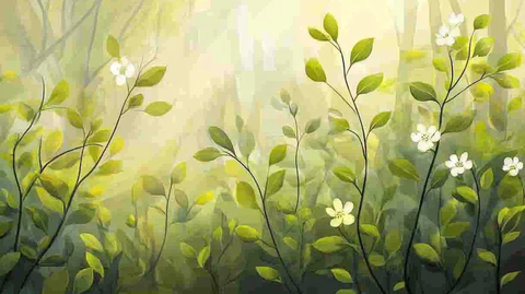 手绘春季主题朦胧插画