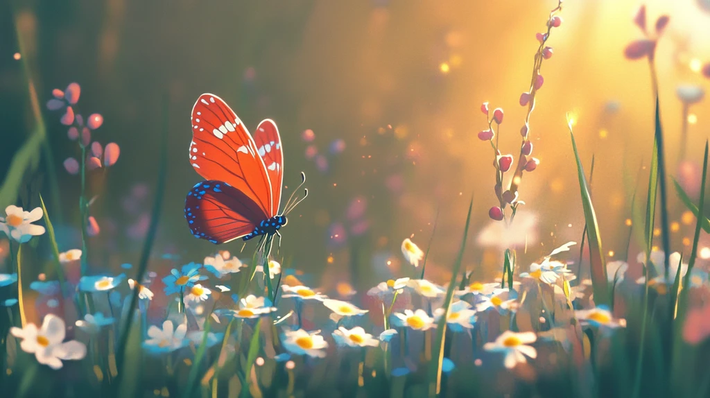 蝴蝶飞舞在熏衣草丛中