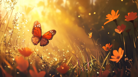 梦幻唯美橙色蝴蝶