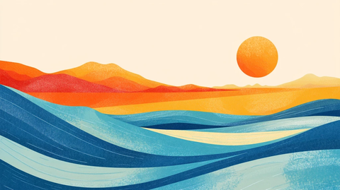 高端山水线包装插画