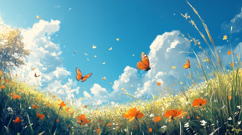 梦幻唯美橙色蝴蝶