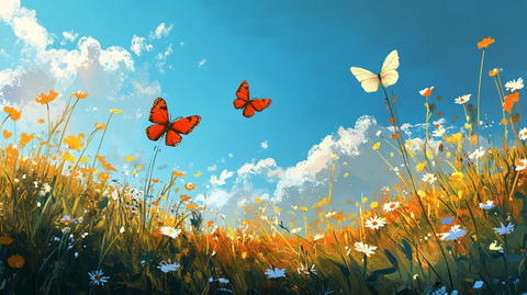 梦幻唯美橙色蝴蝶