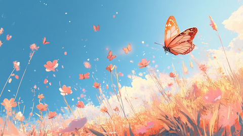 大蝴蝶与格桑花