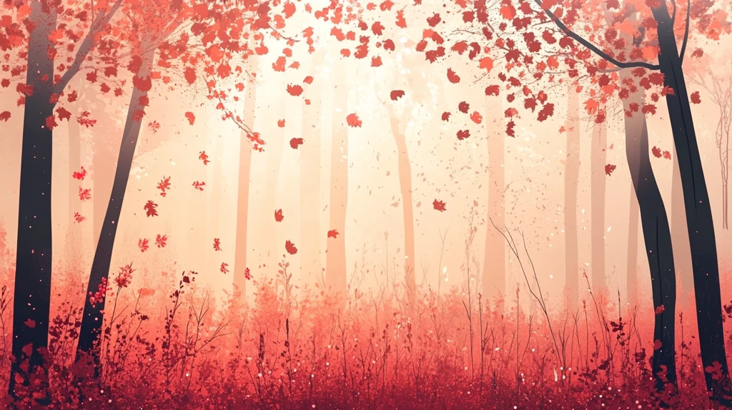 手绘秋季主题朦胧插画