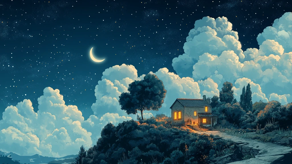 美好的夜晚插画