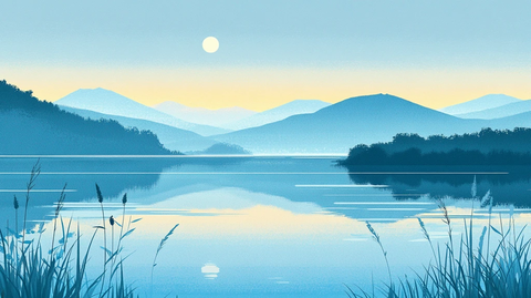 湖泊插画