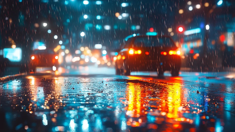 雨中街道夜晚的雨