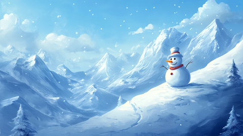 插画雪人