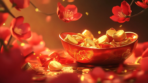 金元宝花卉背景