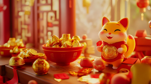 黄金万两金元宝福猫