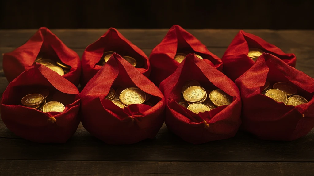 金元宝铜钱红绸