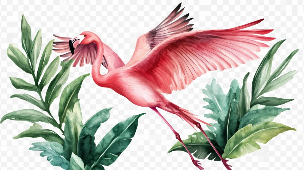 原创手绘火烈鸟