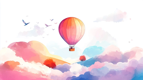 热气球插画场景