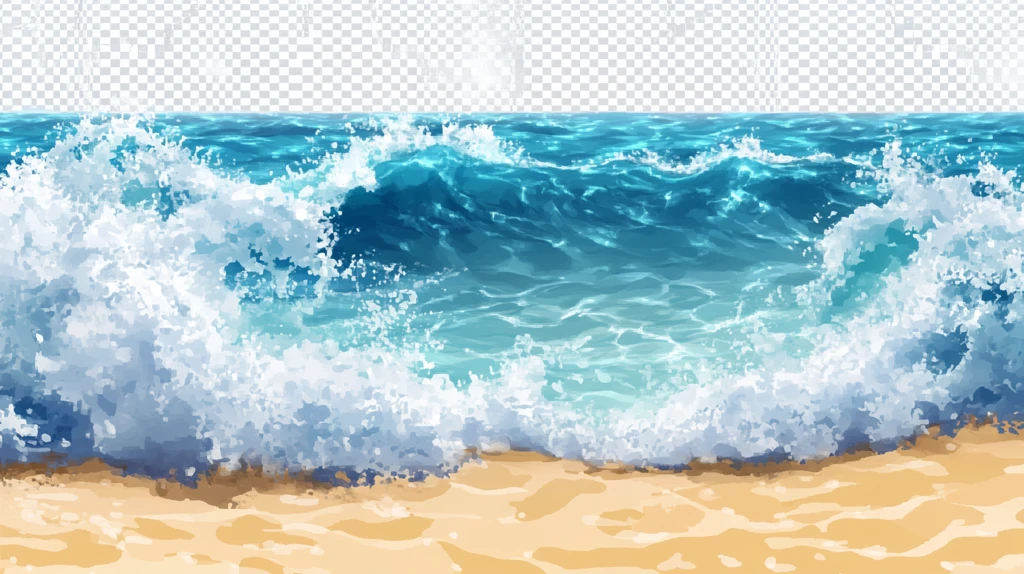 手绘插画大海水波图片