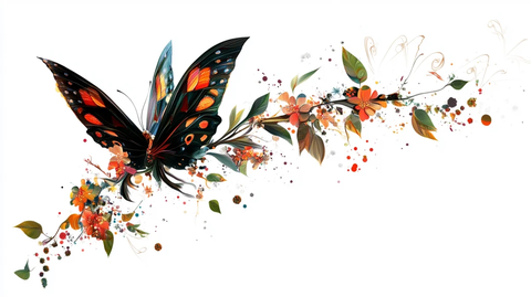 手绘蝴蝶手绘植物