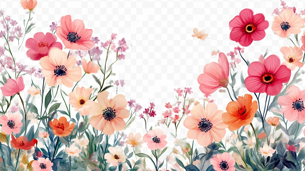 手绘花卉花丛花草