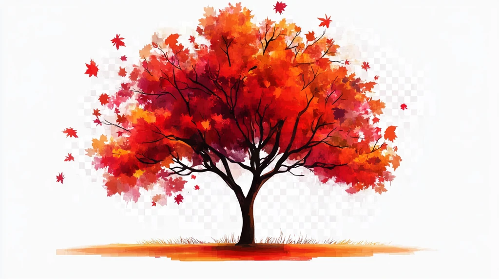 红叶树插画