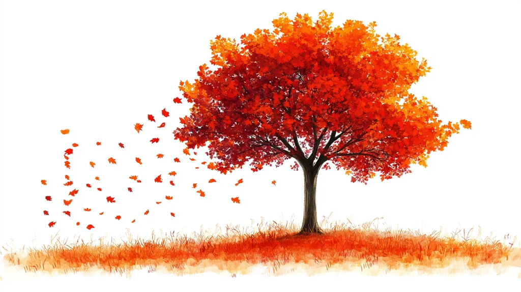 红叶树插画