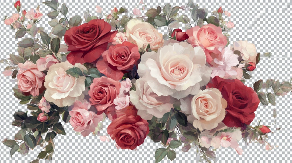 写实手绘玫瑰花素材