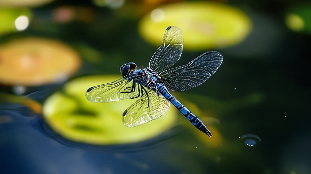 池塘蓝色蜻蜓